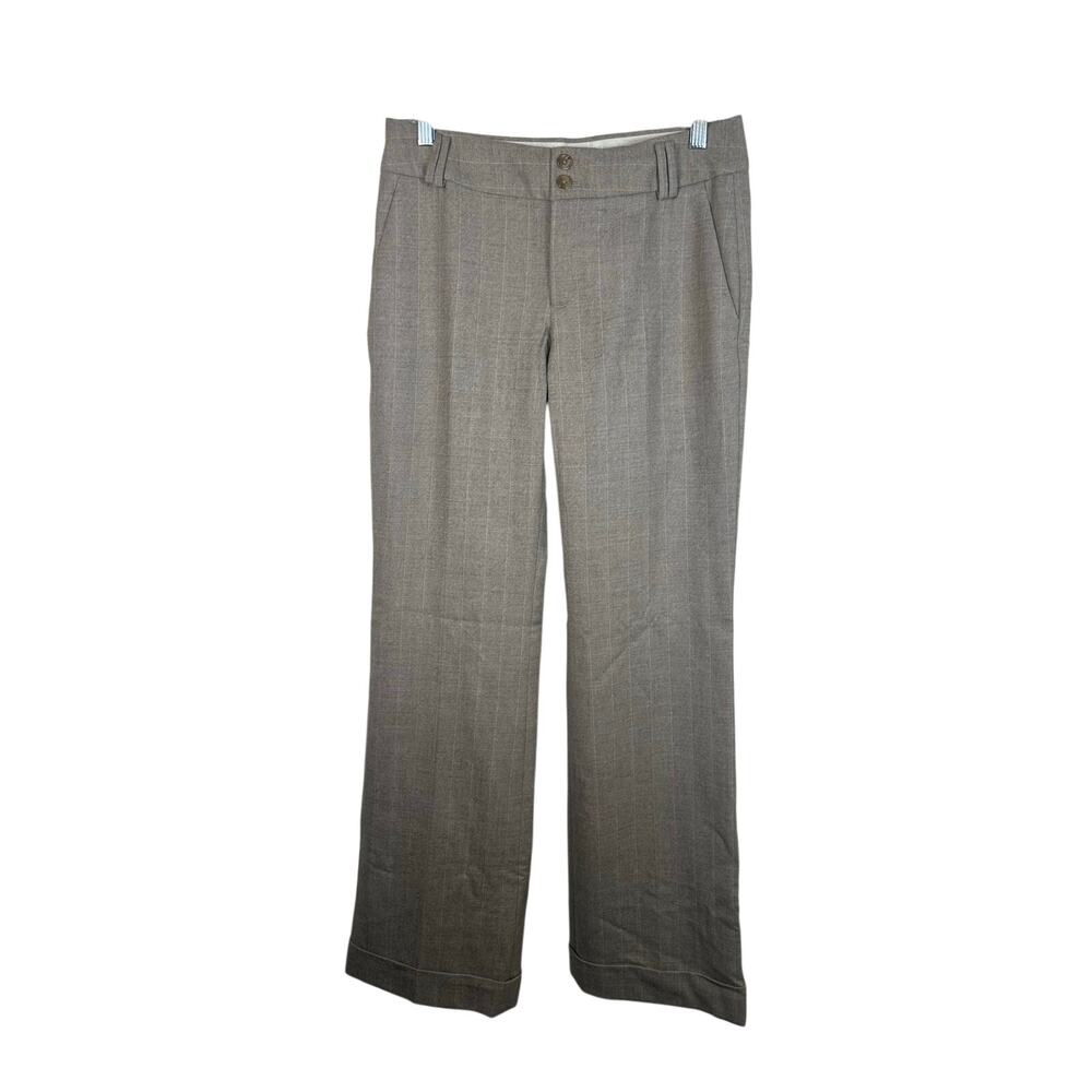Banana Republic Dress Pants Women 4 Brown NWT Martin Fit Striped Wide Leg Cuffed